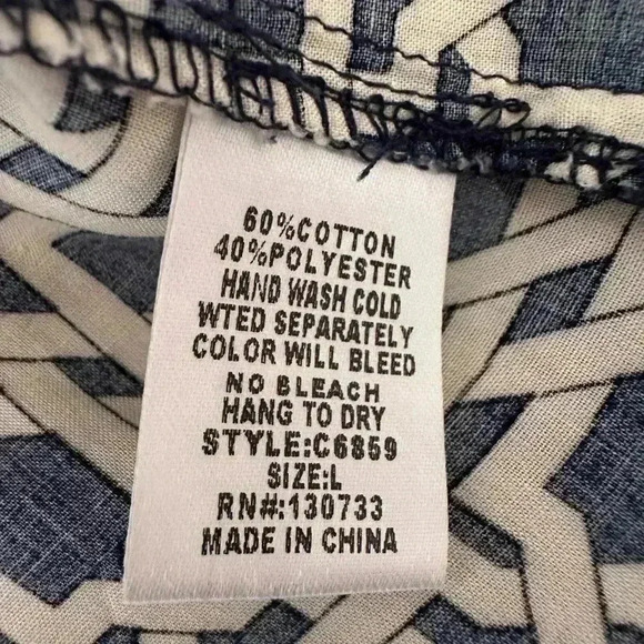 Umgee USA blouse Geometric Navy Orange size Large - Picture 3 of 4